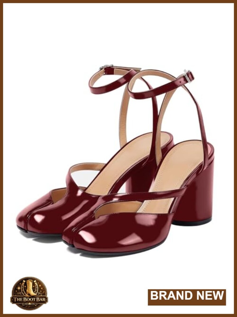 Women's Chunky Block Heels Split Toe Pumps Ankle Strap Slingback Dress Sandals